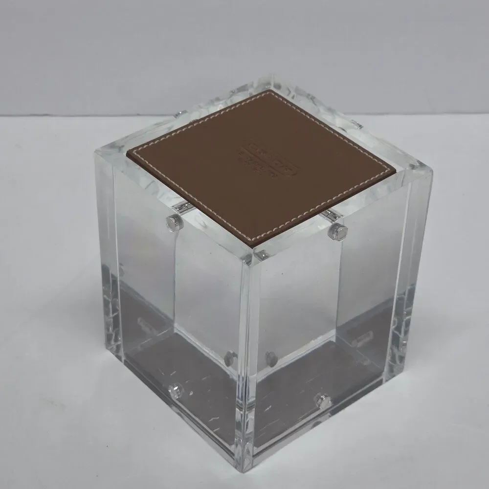 Vintage COACH Leatherware Magnetic Acrylic Photo Cube Holds 4 Pictures